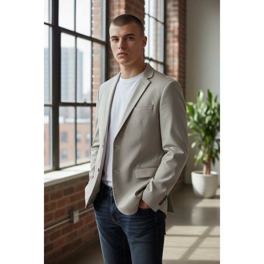 Madison Men's Blazer Jacket Beige Size 42R Medium Fit Classic Style
